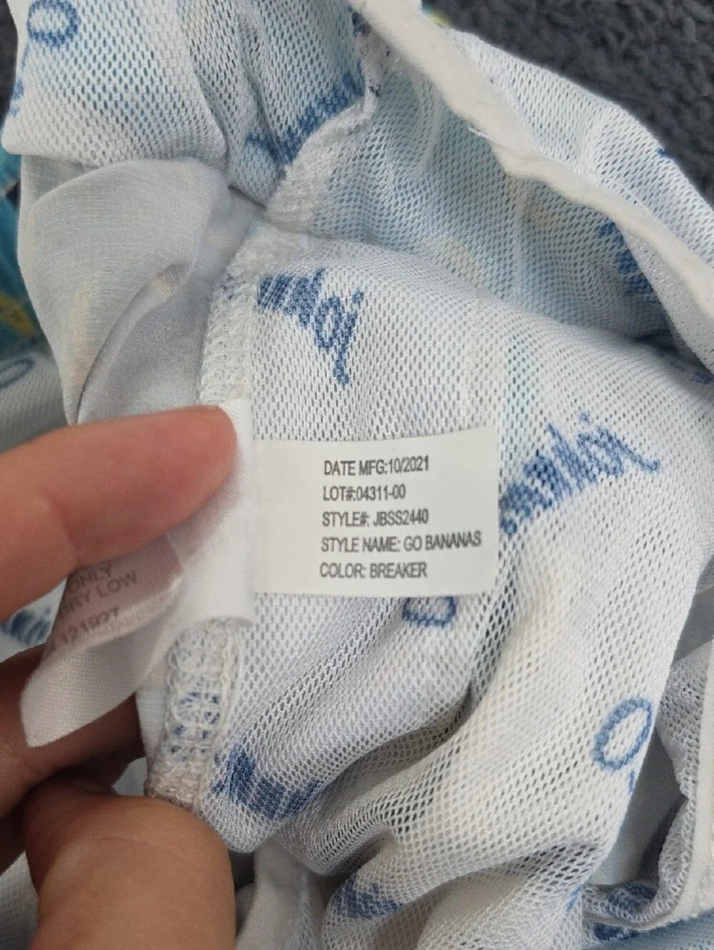 johnnie-O Light Blue Banana Print Kids Swim Trunks